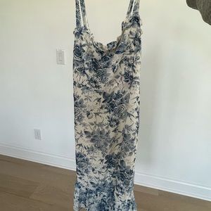 Swallow and Rose Printed Tie-Strap Midi Dress